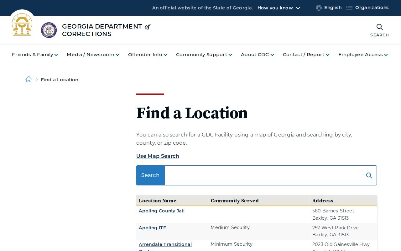 Screven County Prison release records GDC locations directory